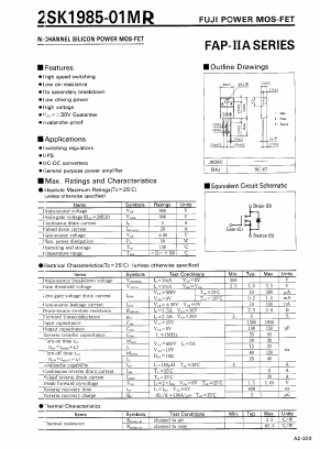 2SK1985-01MR Datasheet PDF Fuji Electric