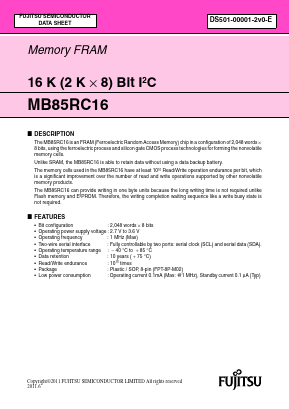 MB85RC16PNF-G-JNERE1 Datasheet PDF Fujitsu