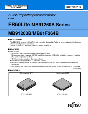 MB91263BPF-G-XXX-BNDE1 Datasheet PDF Fujitsu