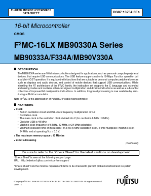 MB90333APFF Datasheet PDF Fujitsu