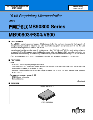 MB90F804-101 Datasheet PDF Fujitsu