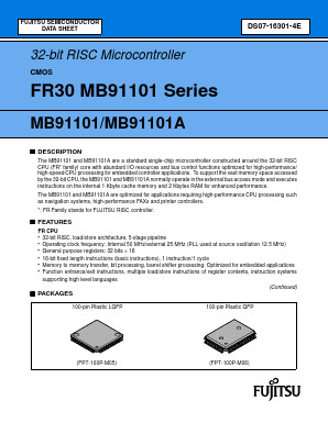 MB91101APFV Datasheet PDF Fujitsu