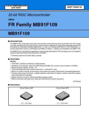 MB91F109PF Datasheet PDF Fujitsu