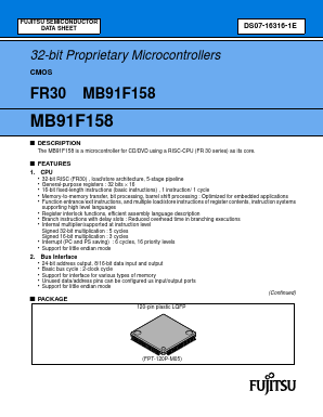 MB91F158 Datasheet PDF Fujitsu