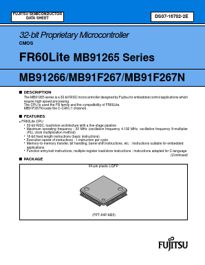 MB91266PMC-GS-XXXE1 Datasheet PDF Fujitsu