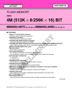 MBM29DL400TC-120PFTR Datasheet PDF Fujitsu