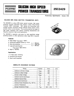 2SC2429 Datasheet PDF Fujitsu