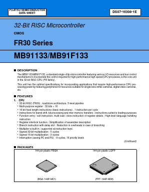 MB91F133 Datasheet PDF Fujitsu