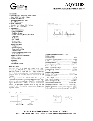 AQV210S Datasheet PDF Global Components and Controls 