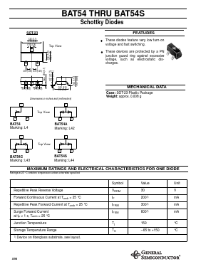 BAT54S Datasheet PDF General Semiconductor