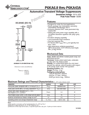 P6KA30 Datasheet PDF General Semiconductor