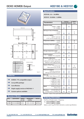 HCD190 Datasheet PDF Golledge Electronics Ltd