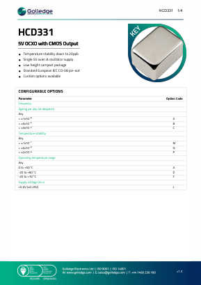 HCD331 Datasheet PDF Golledge Electronics Ltd