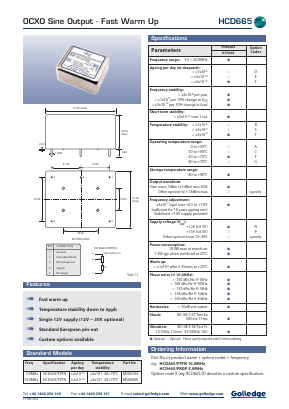 HCD665/FTFN Datasheet PDF Golledge Electronics Ltd
