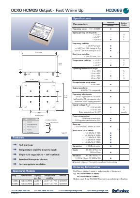 HCD666/FTFN Datasheet PDF Golledge Electronics Ltd