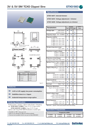 GTXO-560 Datasheet PDF Golledge Electronics Ltd