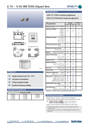 GTXO-71V/JS Datasheet PDF Golledge Electronics Ltd