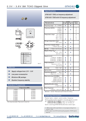 GTXO-92T/HN Datasheet PDF Golledge Electronics Ltd