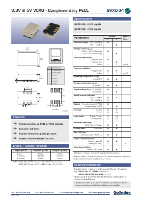 GVXO-34 Datasheet PDF Golledge Electronics Ltd
