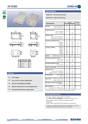 GVXO-41F Datasheet PDF Golledge Electronics Ltd