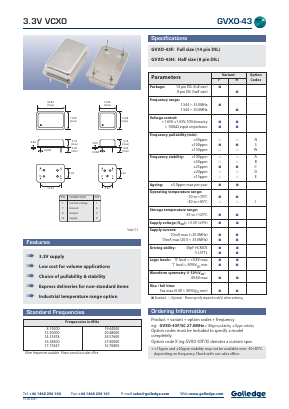 GVXO-43 Datasheet PDF Golledge Electronics Ltd
