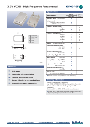 GVXO-46F/SC Datasheet PDF Golledge Electronics Ltd