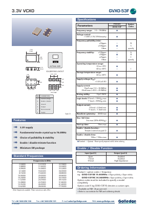 GVXO-53 Datasheet PDF Golledge Electronics Ltd