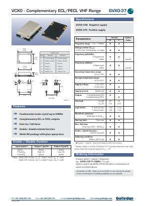 GVXO-37 Datasheet PDF Golledge Electronics Ltd