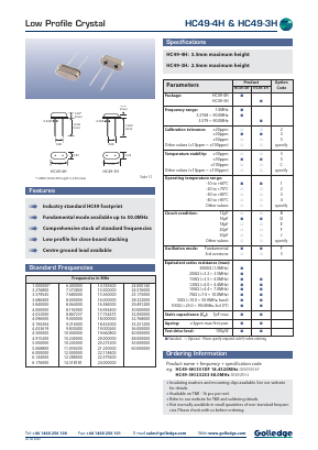 HC49-4H/351DF Datasheet PDF Golledge Electronics Ltd