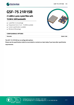 GSF-7521R15B Datasheet PDF Golledge Electronics Ltd