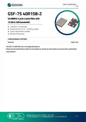GSF-7540R15B-Z Datasheet PDF Golledge Electronics Ltd