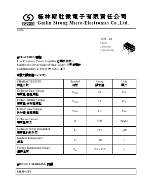 S8050 Datasheet PDF Guilin Strong Micro-Electronics Co., Ltd.