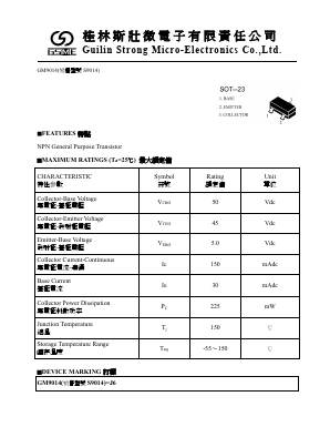 S9014 Datasheet PDF Guilin Strong Micro-Electronics Co., Ltd.