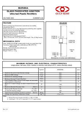 MUR460A Datasheet PDF Gulf Semiconductor
