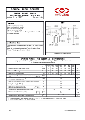 GBU10A Datasheet PDF Gulf Semiconductor