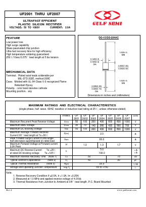 UF2005 Datasheet PDF Gulf Semiconductor