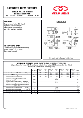 KBPC35005W Datasheet PDF Gulf Semiconductor