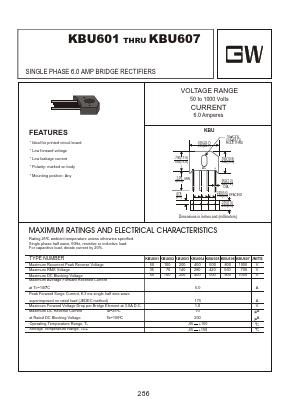 KBU606 Datasheet PDF Goodwork Semiconductor Co., Ltd.