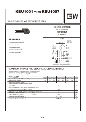 KBU1002 Datasheet PDF Goodwork Semiconductor Co., Ltd.
