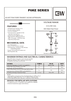 P6KE440A Datasheet PDF Goodwork Semiconductor Co., Ltd.