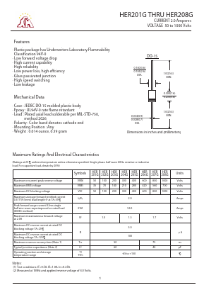 HER206G Datasheet PDF Gaomi Xinghe Electronics Co., Ltd.