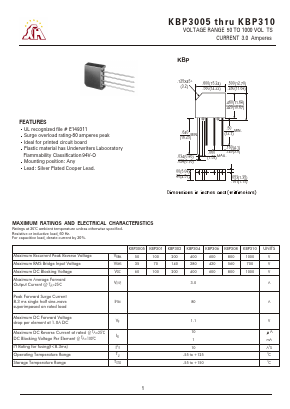 KBP3005 Datasheet PDF Gaomi Xinghe Electronics Co., Ltd.