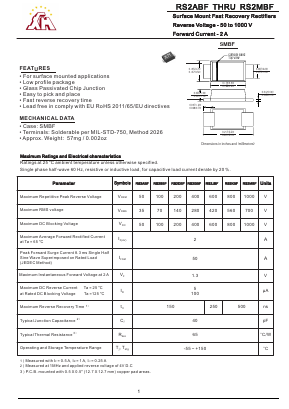 RS2ABF Datasheet PDF Gaomi Xinghe Electronics Co., Ltd.