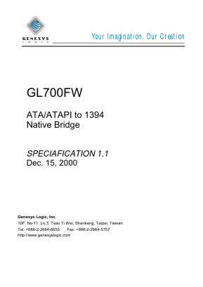 GL700FW Datasheet PDF Genesys Logic