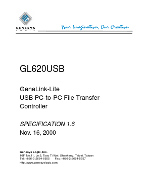 GL620USB Datasheet PDF Genesys Logic