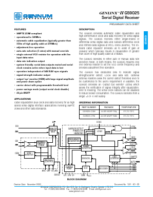 GS9025 Datasheet PDF Gennum -> Semtech