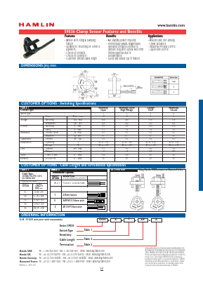 59036-X-T-01-A Datasheet PDF HAMLIN Position and Movement Sensor Solutions