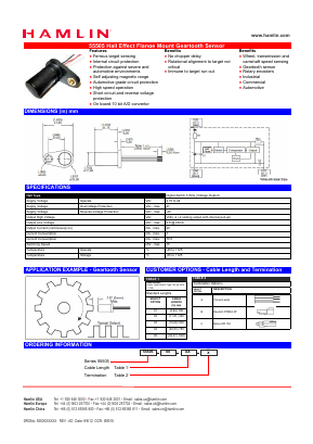 55505-00-01-A Datasheet PDF HAMLIN Position and Movement Sensor Solutions