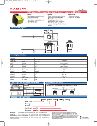 59250-1-S-01-C Datasheet PDF HAMLIN Position and Movement Sensor Solutions