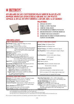 HDH165-24B-D033C Datasheet PDF HITRON ELECTRONICS CORPORTION